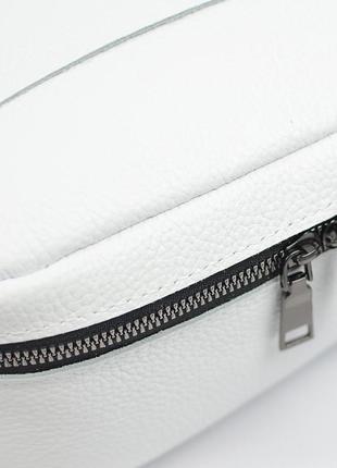 Мини сумочка женская белого цвета из натуральной кожи, кожаная маленькая сумка кросс боди на плечо5 фото