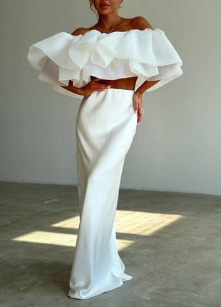 Женская атласная юбка макси в бельевом стиле, длинная юбка, как шелковая, комбинация, черная, синяя, шоколадная, коричневая, белая7 фото