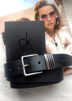 Cтильный кожаный ремень calvin klein black1 фото