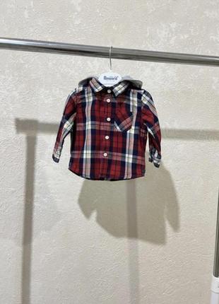 Красная рубашка в клетку/детская рубашка с капюшоном/детская рубашка в клетку1 фото
