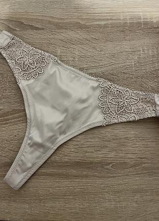 Нежные нюд женские трусики стринги беж кружево сексуальные