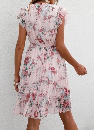 Нежное платье платье платье плиссе гафре цветочный принт2 фото