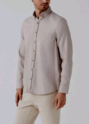 Рубашка zara ( 7545/441/506 ) oxford slim fit р.l кремовая1 фото