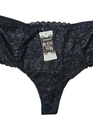 Трусики бразиліана biweier висока посадка мереживо чорного більших розмірів