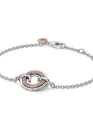 Серебряный браслет пандора 582741c01 цепь цепочка круг кольцо с камнями логотип signature розовое золото серебро проба 925 новый с биркой pandora6 фото