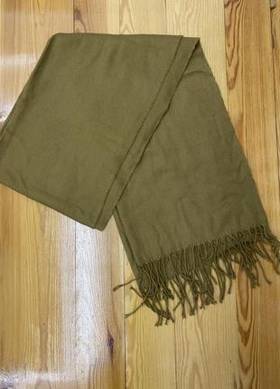 Шарф теплый, темно горчичного цвета