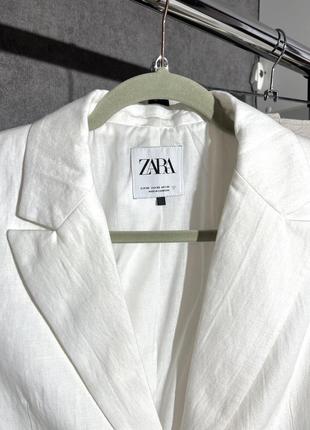 Белый укороченный пиджак zara жакет3 фото
