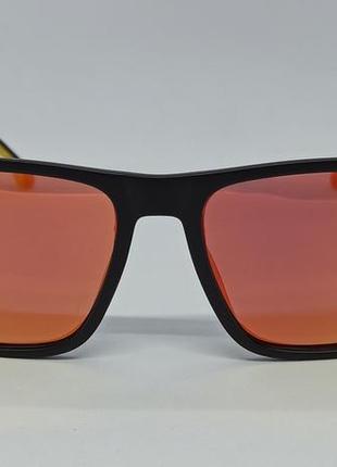 Очки в стиле lacoste мужские солнцезащитные черные линзы оранжевые зеркальные поляризованные2 фото