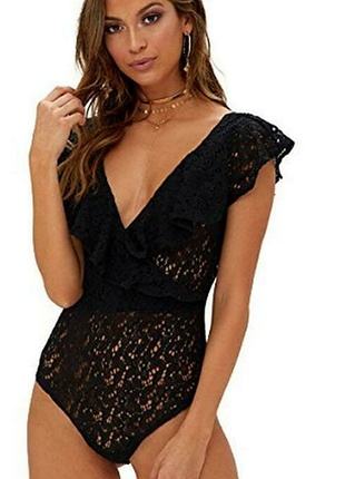 Обтягивающие боди топ из черного кружева vera&amp;lucy, рюши, оборка, на низкий рост до 162 см