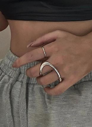 Двойное кольцо, кольцо на два пальца аксессуары бижутерия