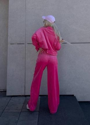 Плюшевый женский костюм велюровый комплект зоп кофта и оверсайз брюки свободного кроя4 фото