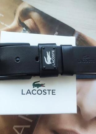 Мужской кожаный подарочный набор lacoste черный ремень и кошелек2 фото