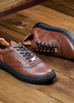 Натуральні шкіряні кеди кросівки туфлі мокасини  для чоловіків натуральные кожаные кроссовки кеды ту2 фото