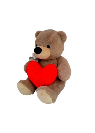 М'яка іграшка "ведмедик із серцем" 50 см, плюшевий ведмедик із серцем, ведмедик2 фото