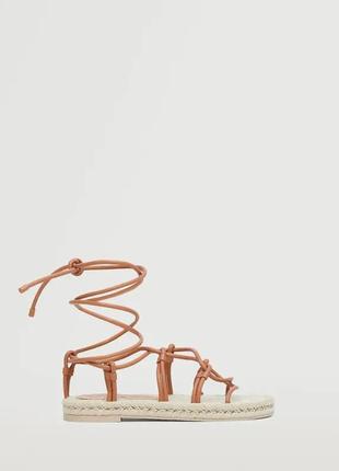 Римские туфли на шнуровой подошве mango фирменные бежевые летние стильные9 фото