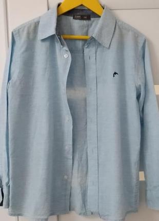 Рубашка школьная для мальчика 11-12 лет, голубая, р.146