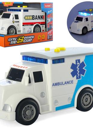 Игрушечный автомобиль спецтехника 18 см, со светом и звуком в коробке, работает от батареек
