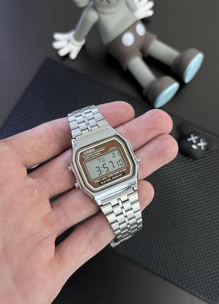 Наручные часы casio a159w серебряные золотой экран / новые