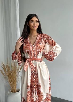Жіноча сукня міді з орнаментом , софт китай