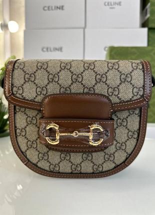 Мини сумка gucci horsebit 1955 круглой формы, канва кожа3 фото