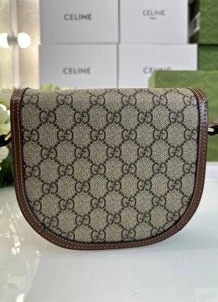 Мини сумка gucci horsebit 1955 круглой формы, канва кожа4 фото