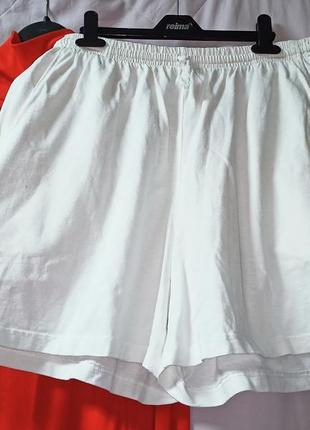 Белоснежные коттоновые шорты из плотного трикотажа,48-58разм.