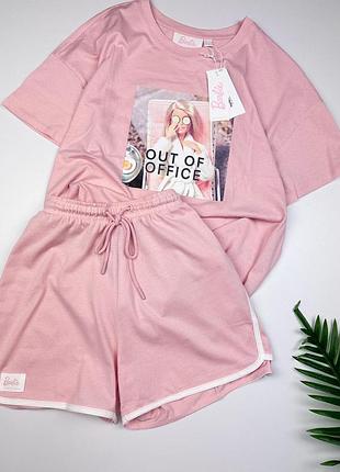 Ніжно рожева котонова піжама шортами