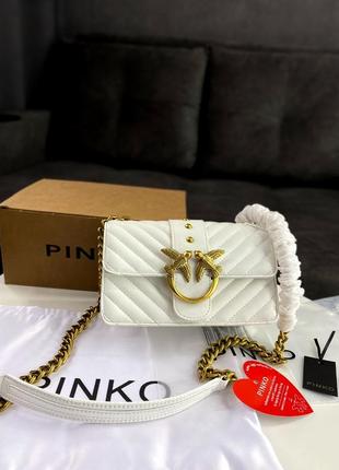 Сумка pinko mini love bag one simply puff white / gold