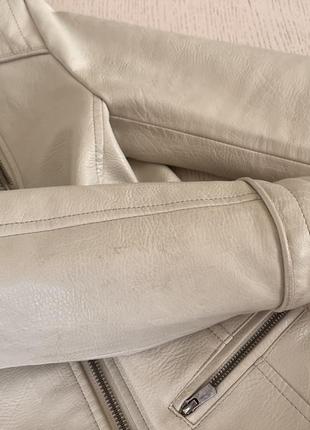 Куртка шкіряна косуха світла mango 164 см, 13-14 лет біла