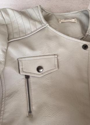 Куртка шкіряна косуха світла mango 164 см, 13-14 лет біла