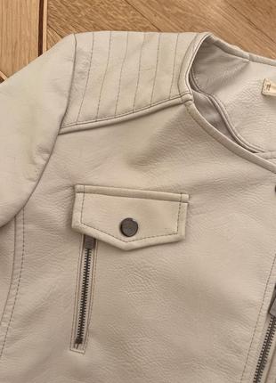 Куртка шкіряна косуха світла mango 164 см, 13-14 лет біла