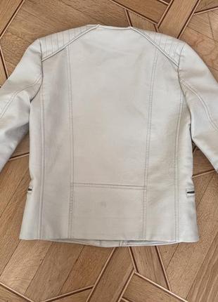 Куртка шкіряна косуха світла mango 164 см, 13-14 лет біла