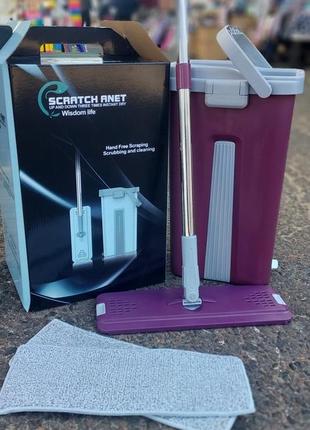 Швабра-ведро лентяйка со сменными насадками, складная швабра леньтяйка с ведром и...