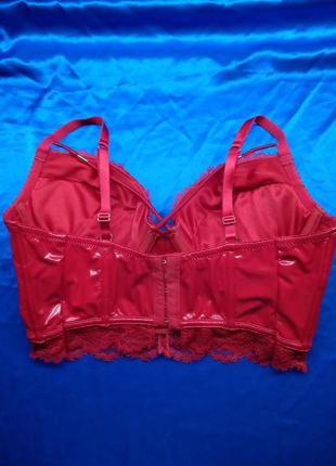 Лаковий червоний ліф ліфчик бюстгалтер бюстик під шкіру лак вініловий топ топік корсет...