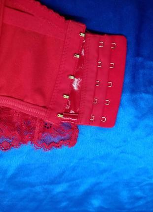 Лаковий червоний ліф ліфчик бюстгалтер бюстик під шкіру лак вініловий топ топік корсет...