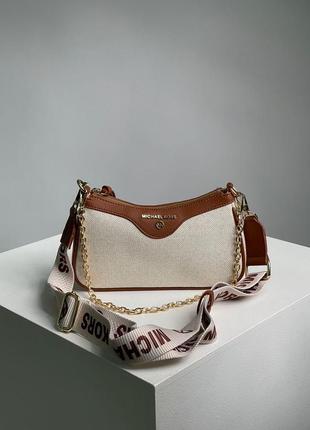 Жіноча сумка baguette textile beige/brown