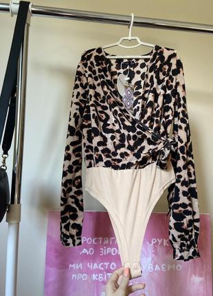 Новый леопардовый боди блуза на запах5 фото