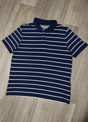 Мужская футболка / поло / m&s / синяя футболка в полоску / мужская одежда / чоловічий одяг /4 фото