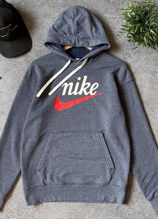 Худи nike оригинал найк синий с капюшоном толстовка плотный теплый размер s m