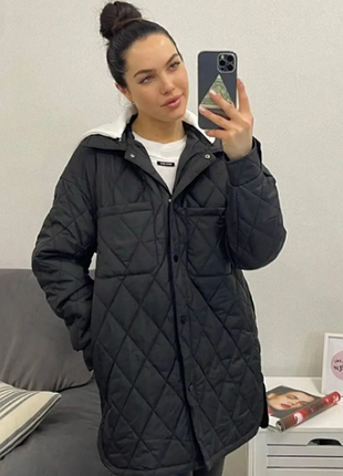 Женское легкое стеганое пальто - куртка весна с капюшоном m l xl 3 цвета av4819-1870sве