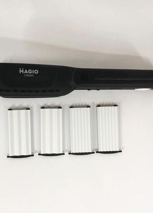 Щипцы для волос magio mg-679 с насадками для гофре, для выравнивания, гофрая плойка