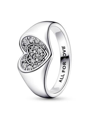Кольцо пандора серебро 925 проба цирконий all for love все ради любви сердце объёмное перстень всё в камнях большое9 фото