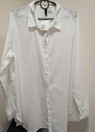 Рубашка белая однотонная хлопковая10 фото