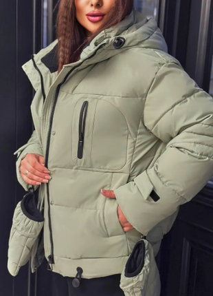 Куртка женская зимняя до -20 биопух с варежками s,m,l,xl,xxl 5 цветов   018ве