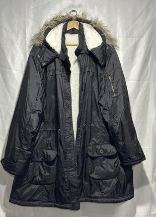 Куртка длинная курточка парка черная болоновая женская большой размер батал3 фото