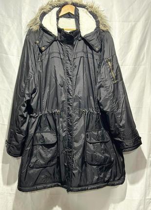 Куртка длинная курточка парка черная болоновая женская большой размер батал1 фото