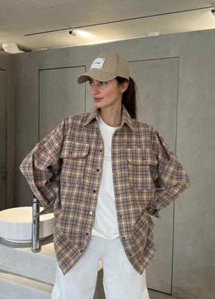 Сорочка в карту оверсайз фланель