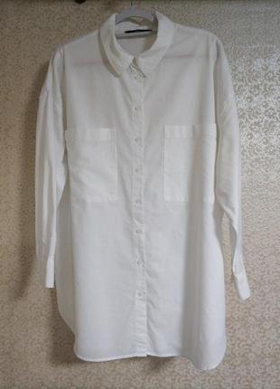 F&amp;f актуальная белая рубашка рубашка туника накладные карманы батал 100%cotton, бренд f&amp;f, р.181 фото