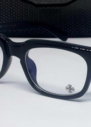 Chrome hearts очки унисекс имиджевые оправа для очков черная с серебристым логотипом