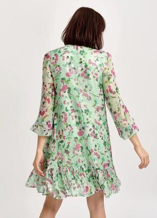 Весеннее легкое платье с цветами салатовая бренд3 фото